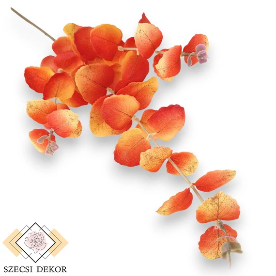 Mű eucalyptus cinerea szál selyem 74 cm - sötétnarancs szemből