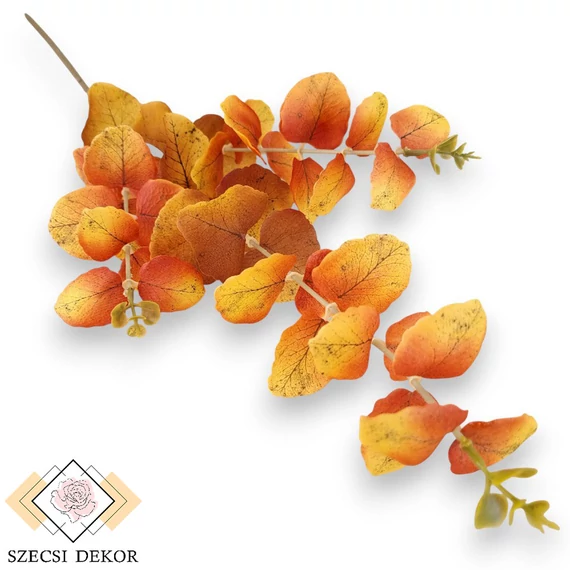 Mű eucalyptus cinerea szál selyem 74 cm - narancs szemből