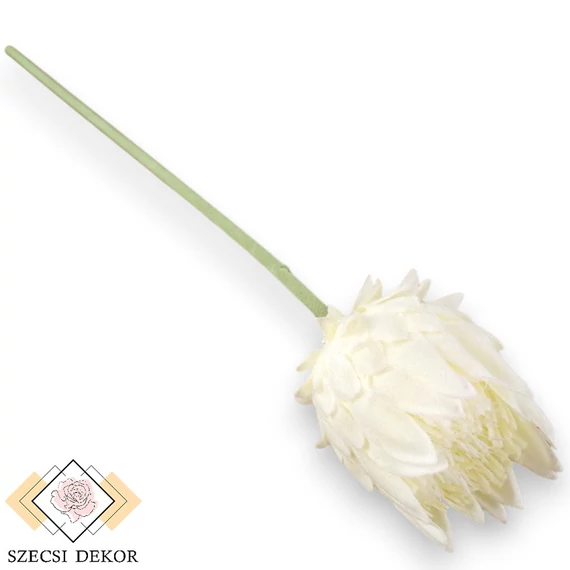 Mű protea szál selyem 62 cm - törtfehér ferde