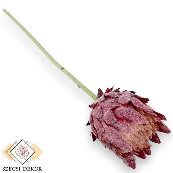 Mű protea szál selyem 62 cm - vörös ferde