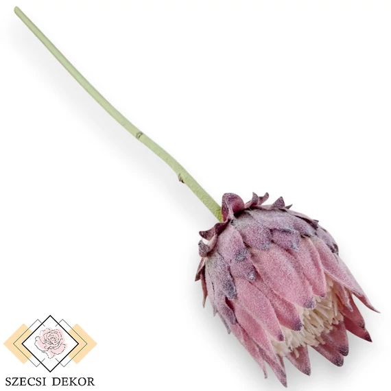 Mű protea szál selyem 62 cm - lila ferde
