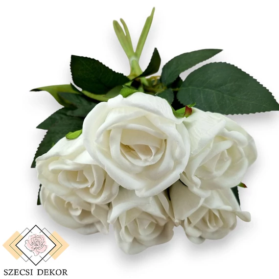 Mű illatos rózsa köteg 6 szál bársony 51 cm - törtfehér szemből