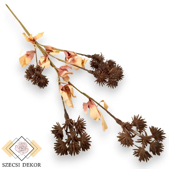 Mű zöld bojtorján szerbtövis szál 67 cm - zöldesbarna szemből