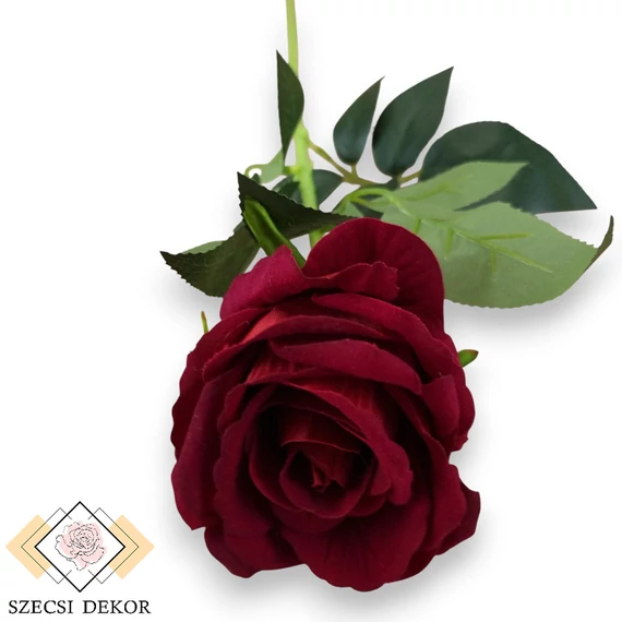 Mű bársony rózsaszál nagy 74 cm - bordó szemből