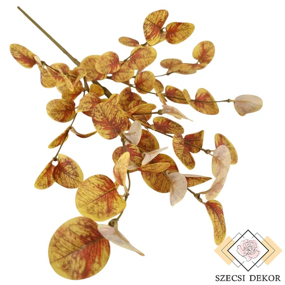 Mű eukaliptusz ág közepes selyem 68 cm - sárga szemből