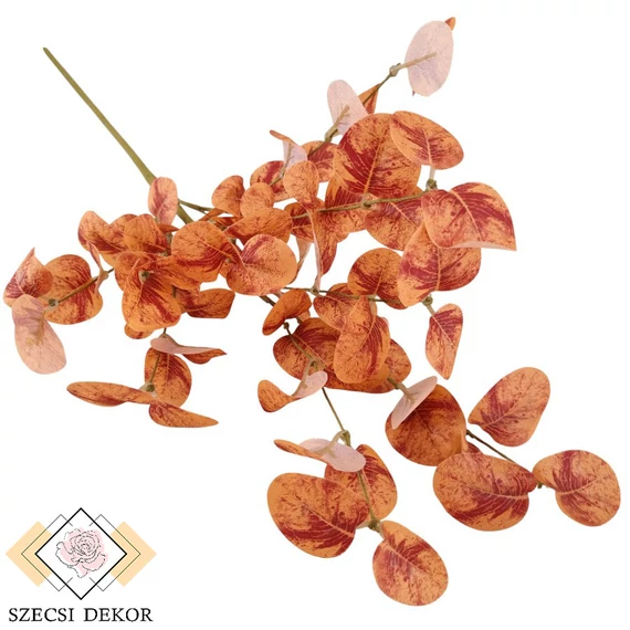 Mű eukaliptusz ág közepes selyem 68 cm - korall szemből