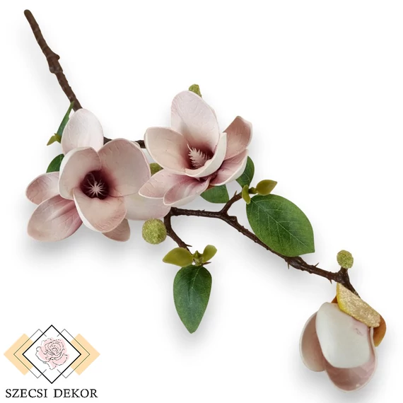 Mű magnólia ág nyíló polifoam 53 cm - mályva szemből