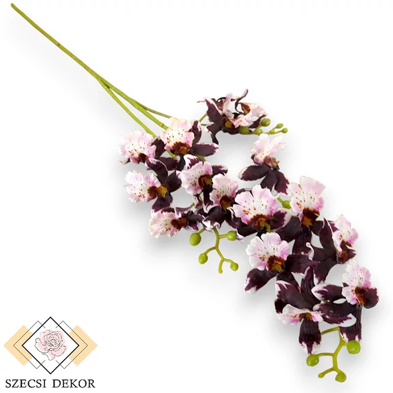 Mű zygopetalum szál bevonatos 80 cm - padlizsánlila szemből