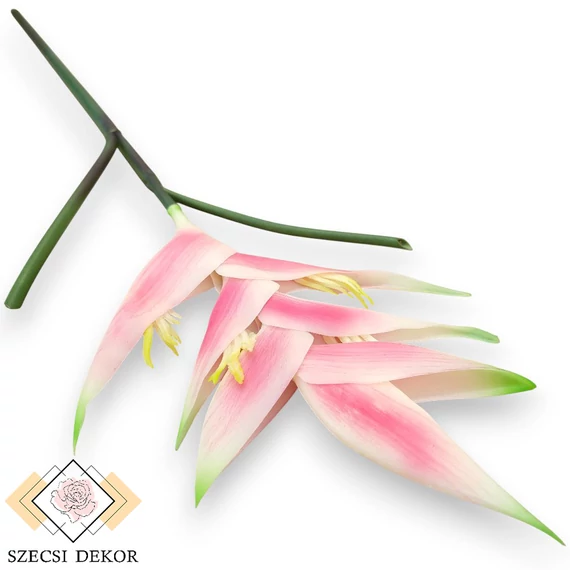 Mű heliconia psittacorum szál gumi 88 cm - rózsaszín szemből
