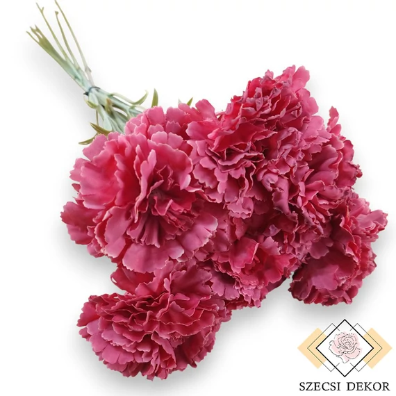 Mű szegfű köteg közepes selyem 6 szál 56 cm - pink szemből