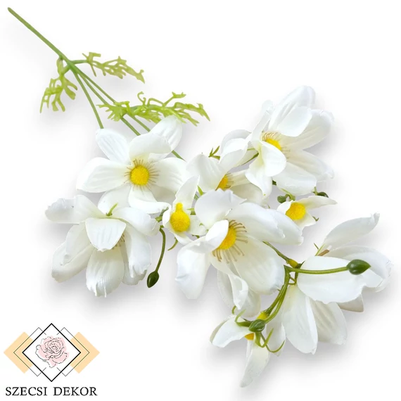 Mű kerti pillangóvirág szál kicsi selyem 60 cm - fehér szemből