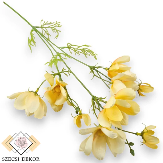 Mű kerti pillangóvirág szál kicsi selyem 60 cm - halványsárga szemből
