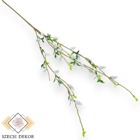 Mű zöld barka ág nagy 82 cm - szürke szemből