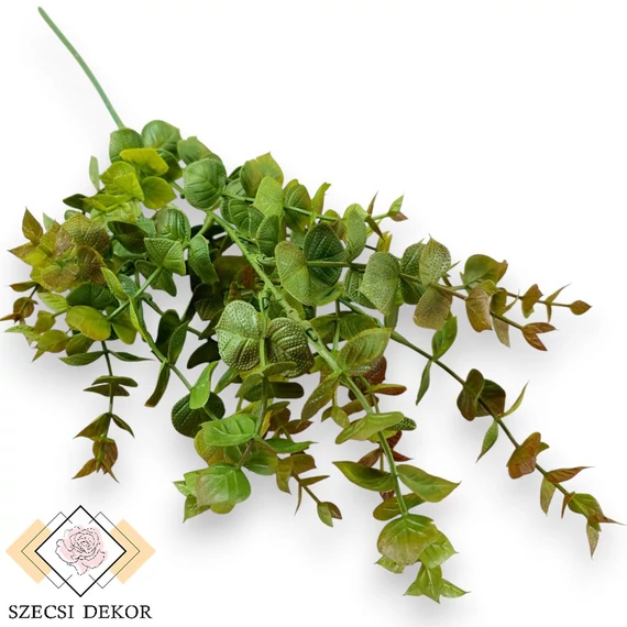 Mű zöld ráncos törpebors szál 69 cm - vörös cirmos szemből