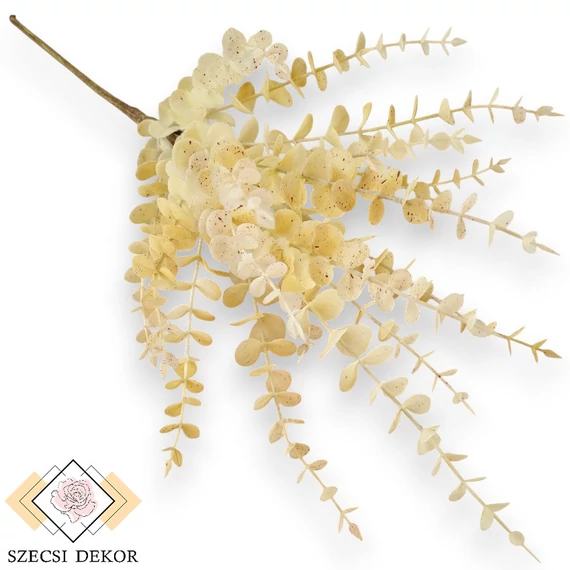 Mű zöld eukaliptusz ág antik 76 cm - krém szemből