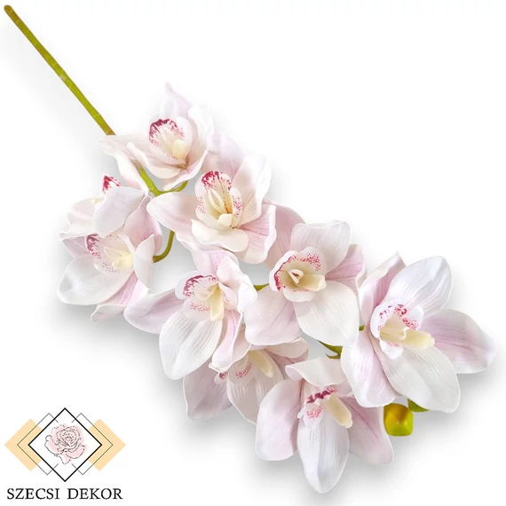 Mű csónakorchidea szál nagy polifoam 74 cm - rózsaszín cirmos szemből