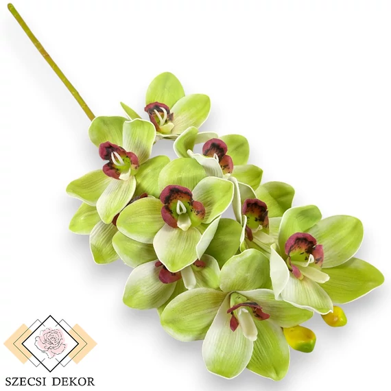 Mű csónakorchidea szál nagy polifoam 74 cm - világoszöld szemből