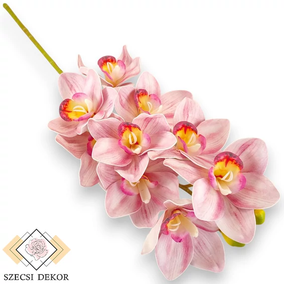 Mű csónakorchidea szál nagy polifoam 74 cm - babarózsaszín szemből