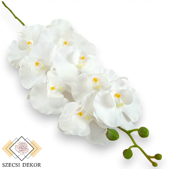 Mű fodros phalaenopsis szál bevonatos 96 cm - fehér szemből