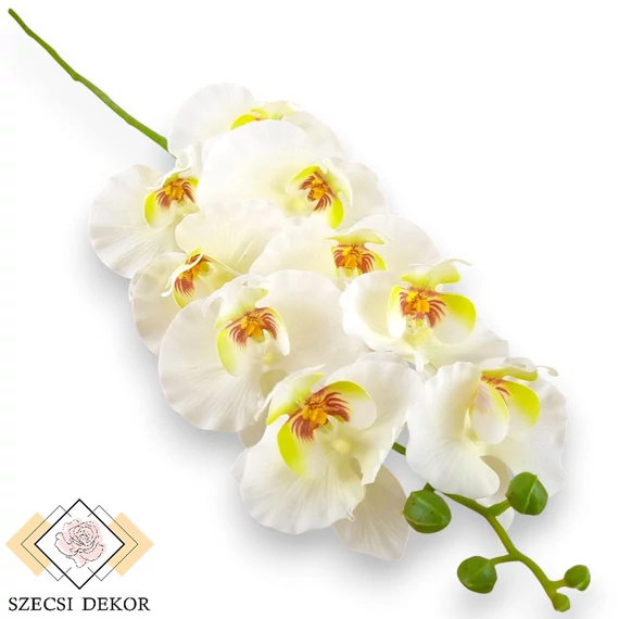 Mű fodros phalaenopsis szál bevonatos 96 cm - törtfehér szemből