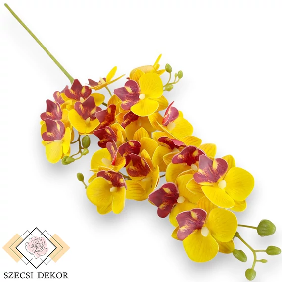 Mű lepkeorchidea szál bevonatos 75 cm - sárga szemből