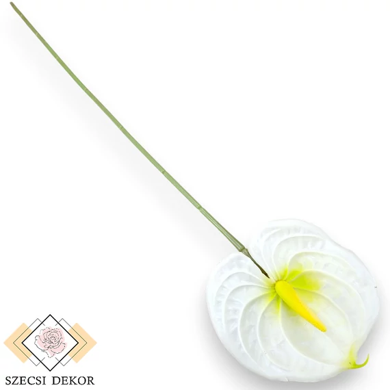 Mű flamingóvirág szál gumi 61 cm - fehér szemből