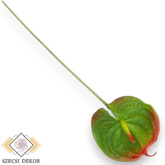 Mű flamingóvirág szál gumi 61 cm - zöld szemből