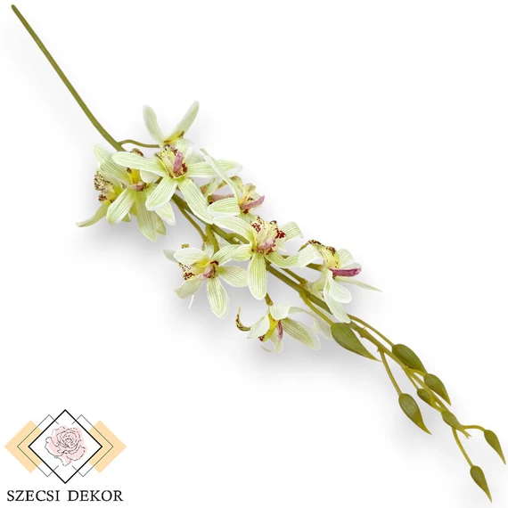 Mű cymbidium iridioides szál selyem 84 cm - törtfehér szemből