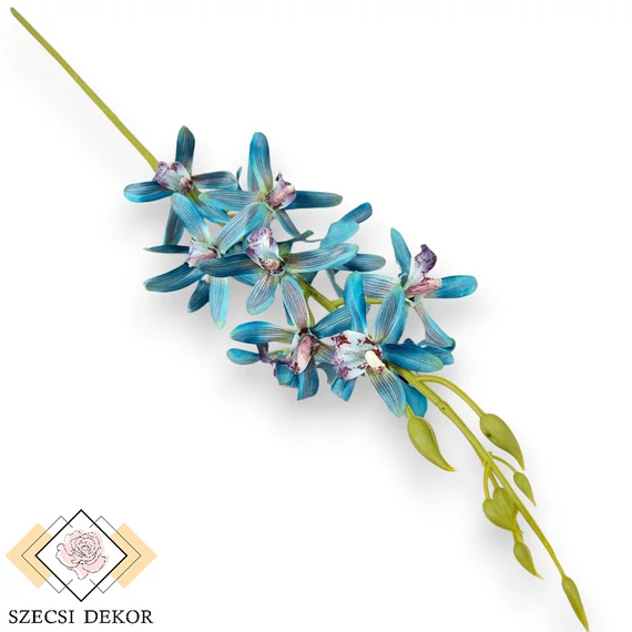 Mű cymbidium iridioides szál selyem 84 cm - kék szemből