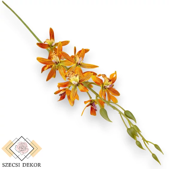 Mű cymbidium iridioides szál selyem 84 cm - narancs szemből