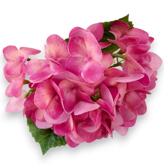 Mű hortenzia szál kicsi gumi 22 cm - pink szemből