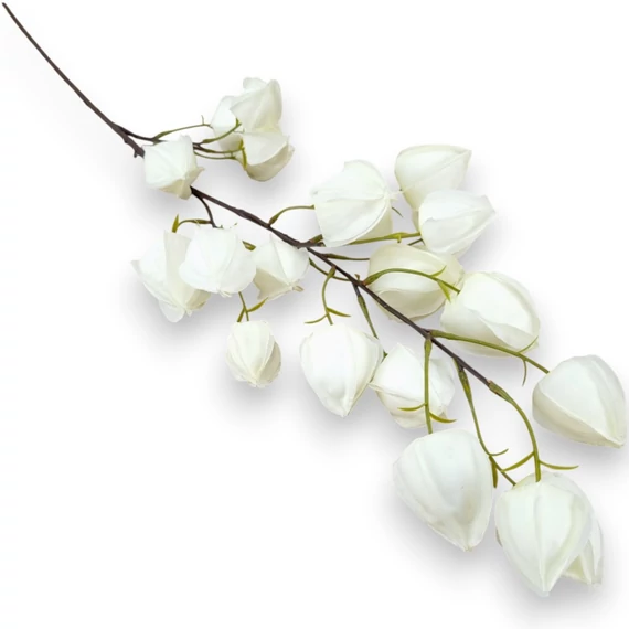 Mű lampionvirág szál selyem 99 cm - fehér szemből