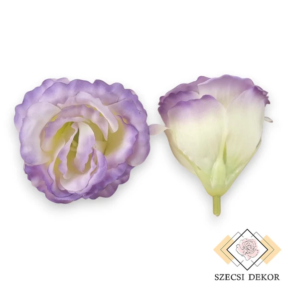 Mű eustoma fej selyem 7 cm 24 db - lila cirmos szemből
