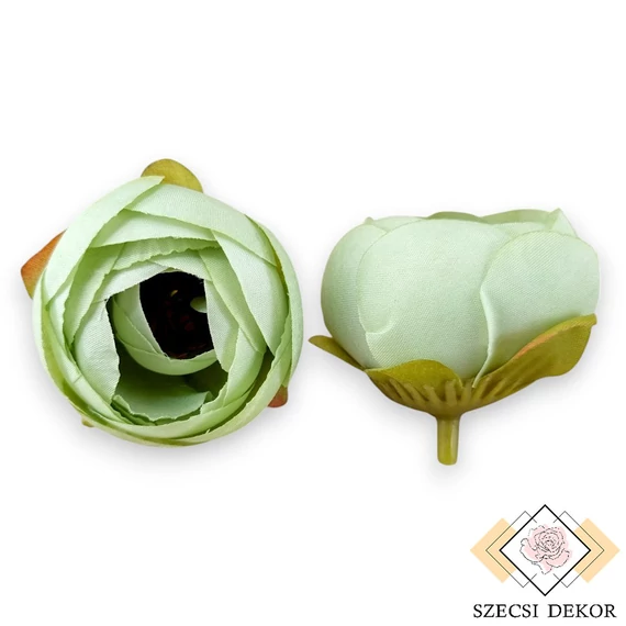 Mű boglárka fej selyem közepes 4 cm 24 db - világoszöld szemből