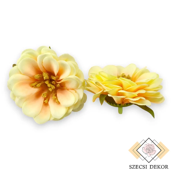 Mű rézvirág csomag selyem 6 cm 12 db - sárga szemből
