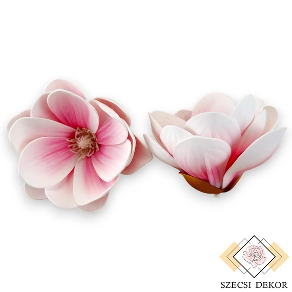 Mű magnólia fej tripla polifoam 10 cm 6 db - élénk rózsaszín szemből