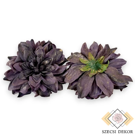 Mű dália csomag aranyporos selyem 14 cm 6 db - lila szemből