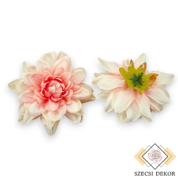 Mű dália csomag selyem közepes 7,5 cm 12 db - rózsaszín cirmos szemből