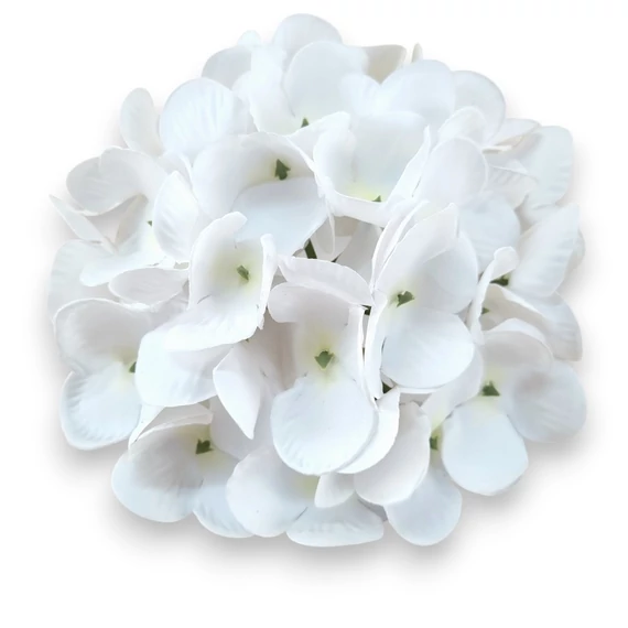 Mű hortenzia fej bevonatos 14 cm - fehér szemből