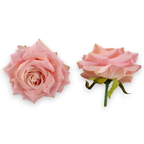 Mű rózsa fejek tálcán 30 db selyem 10 cm - rózsaszín darab