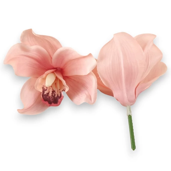 Mű cymbidium fejek tálcán 40 db szatén 12 cm - pompadúr-rózsaszín darab