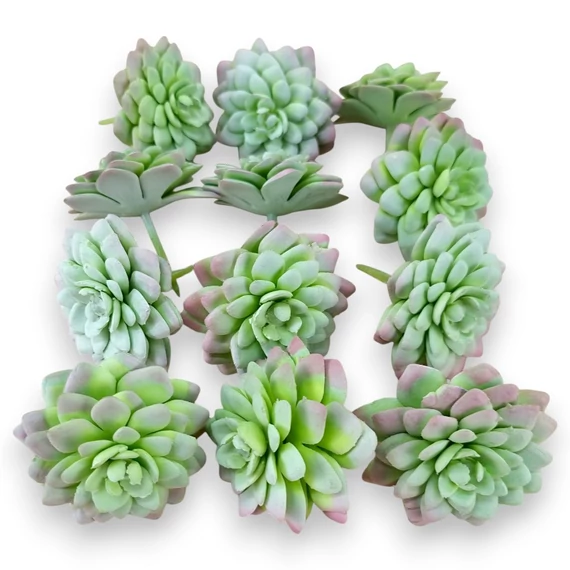 Mű mini aeonium tabuliforme csomag 12 db gumi 7 cm - hamvas mind
