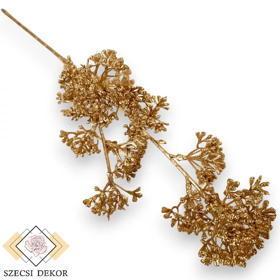 Mű zöld metál korallberkenye szál 53 cm - rosegold szemből