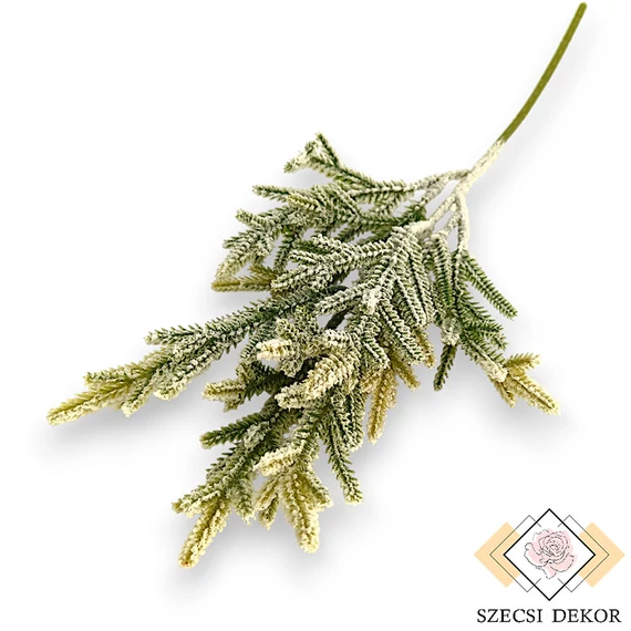 Mű zöld szobafenyő szál 40 cm - havas szemből