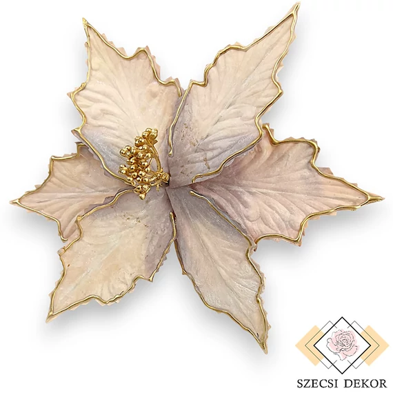 Mű mikulásvirág pikk flokkolt 28 cm - lila cirmos szemből