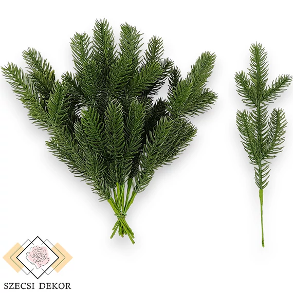 Mű zöld cukorsüvegfenyő köteg 12 szál 24 cm - zöld szemből