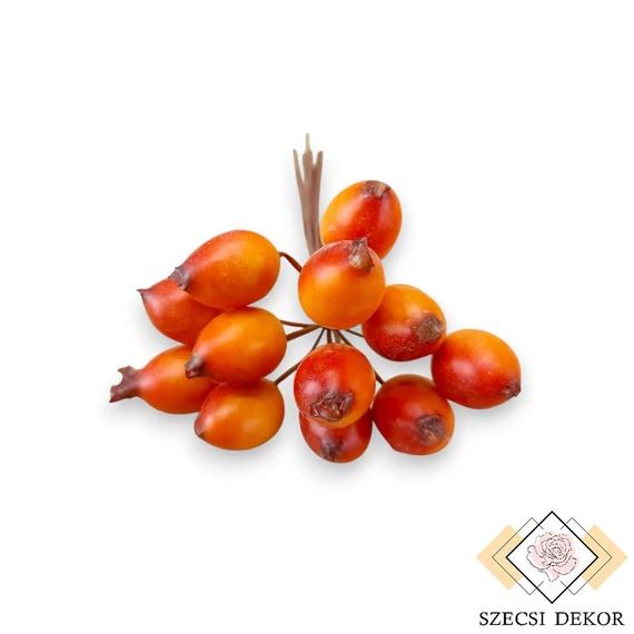 Mű csipkebogyó pikk 12 db 11 cm - narancs szemből