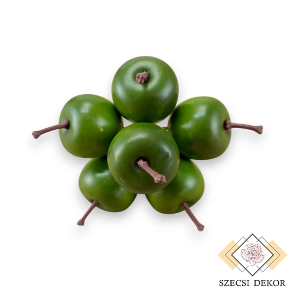 Mű alma pikk 6 db 13 cm - zöld szemből