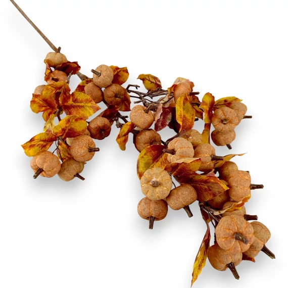 Mű tökös-leveles ág 89 cm - sötétnarancs szemből
