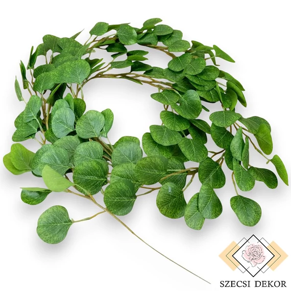 Mű eucalyptus polyanthemos girland selyem 200 cm - zöld szemből